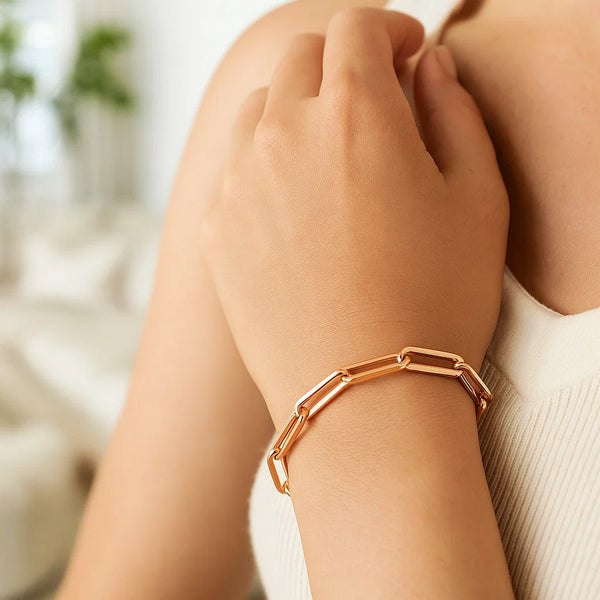 14K Rose Gold Extra Wide Paperclip Chain Bracelet