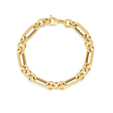 14k Yellow Gold Italian Alternating Paperclip Round Links Bracelet (8.00 mm) thumbnail 2