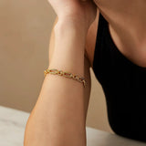 14k Yellow Gold Italian Alternating Paperclip Round Links Bracelet (8.00 mm) thumbnail 5
