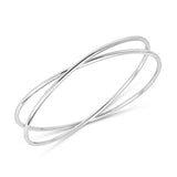 Sterling Silver Rhodium Plated Slip On Cross Over Bangle (11.10 mm) thumbnail 1