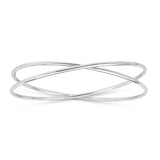 Sterling Silver Rhodium Plated Slip On Cross Over Bangle (11.10 mm) thumbnail 2