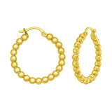 14K Yellow Gold Polished Medium Bead Hoop Earrings thumbnail 1