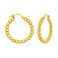 14K Yellow Gold Polished Medium Bead Hoop Earrings