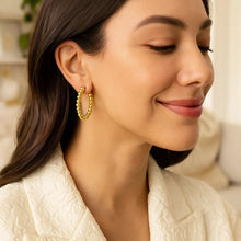 14K Yellow Gold Polished Medium Bead Hoop Earrings