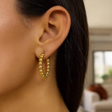 14K Yellow Gold Polished Medium Bead Hoop Earrings thumbnail 4
