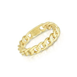 14K yellow gold curb link ring with flat interlocking chain profile thumbnail 1
