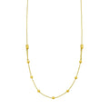 14K yellow gold adjustable bead link necklace with textured chain