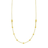 14K yellow gold adjustable bead link necklace with textured chain thumbnail 1