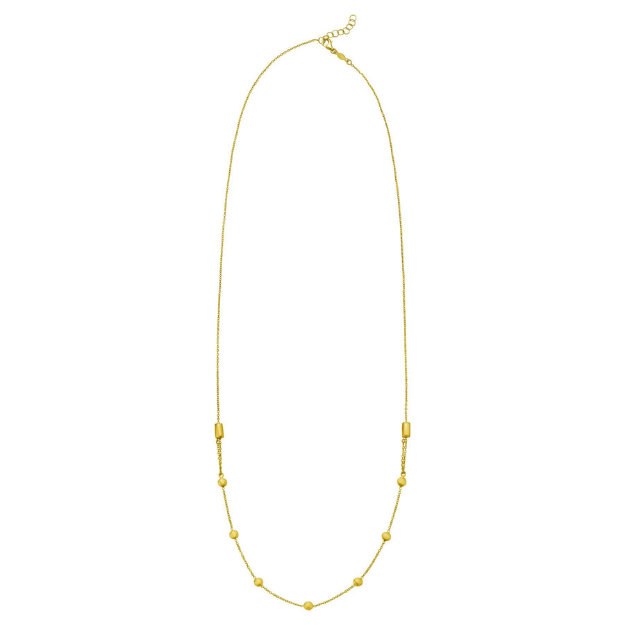 14K Yellow Gold Adjustable Bead Link Necklace