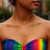 14K Yellow Gold Adjustable Bead Link Necklace thumbnail 3