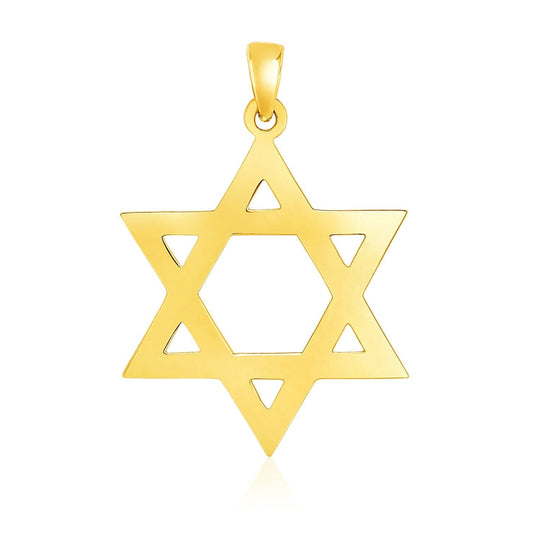 14K yellow gold polished Star of David pendant with open lattice design