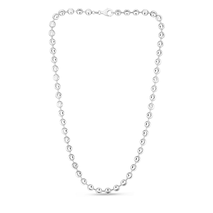 Sterling Silver Rhodium Plated Moon Cut Bead Chain (6.00 mm)