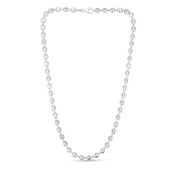 Sterling Silver Rhodium Plated Moon Cut Bead Chain (6.00 mm)
