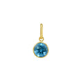 14K yellow gold pendant with round blue topaz stone
