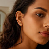 14K Yellow Gold Yours Truly Initial Y Stud Earrings thumbnail 2