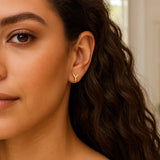 14K Yellow Gold Yours Truly Initial Y Stud Earrings thumbnail 3