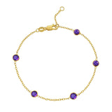 14K Yellow Gold Amethyst Station Bracelet thumbnail 2