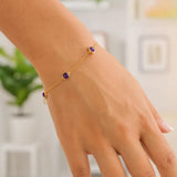 14K Yellow Gold Amethyst Station Bracelet thumbnail 5
