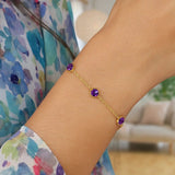14K Yellow Gold Amethyst Station Bracelet thumbnail 6