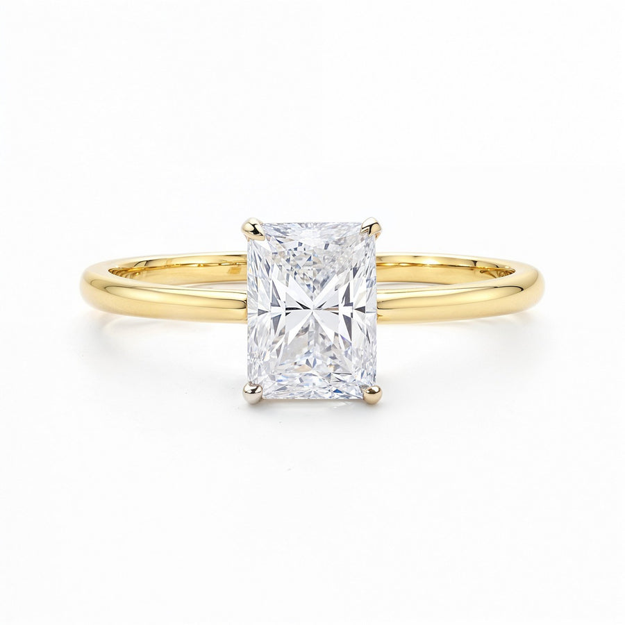 1.50Ct Radiant Lab Grown IGI G/VS1 Diamond Ring in 14K Yellow Gold