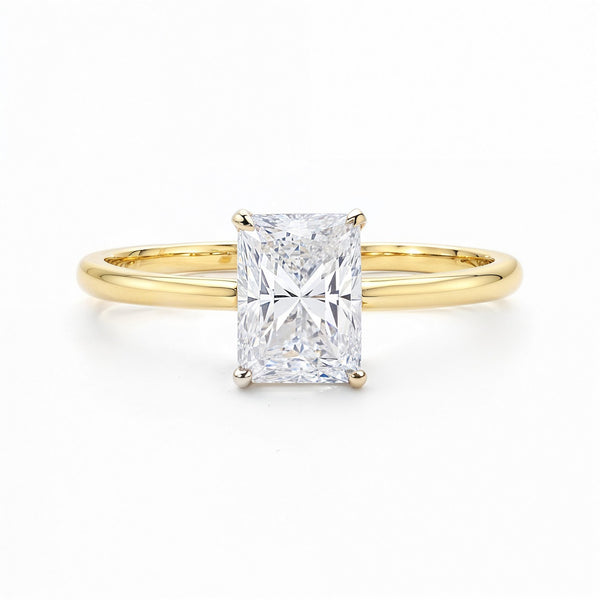 1.50Ct Radiant Lab Grown IGI G/VS1 Diamond Ring in 14K Yellow Gold