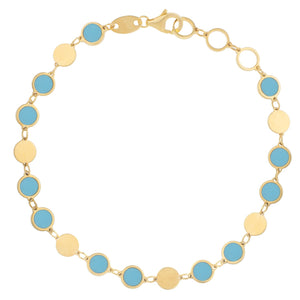 Turquoise Composite Gem Alternating Bracelet in 14K Yellow Gold (5.00 mm)