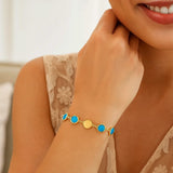 Turquoise Composite Gem Alternating Bracelet in 14K Yellow Gold (5.00 mm) thumbnail 4