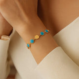 Turquoise Composite Gem Alternating Bracelet in 14K Yellow Gold (5.00 mm) thumbnail 5