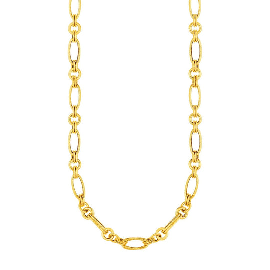14K yellow gold twisted and polished link necklace