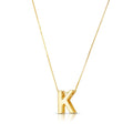 14K yellow gold block letter K initial pendant necklace