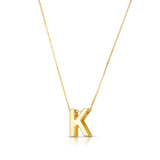 14K yellow gold block letter K initial pendant necklace thumbnail 1