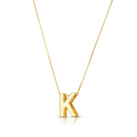 14K Yellow Gold Yours Truly Block Letter Initial K Necklace