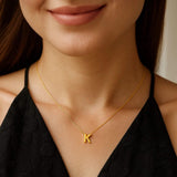 14K Yellow Gold Yours Truly Block Letter Initial K Necklace thumbnail 3