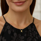 14K Yellow Gold Yours Truly Block Letter Initial K Necklace thumbnail 4