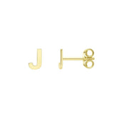14K Yellow Gold Yours Truly Initial J Stud Earrings thumbnail 1