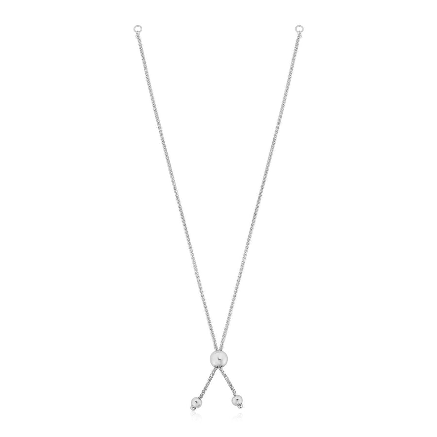 14k White Gold Adjustable Friendship Bracelet Chain with Ball Slide