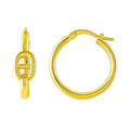 14K yellow gold puff mariner hoop earrings, 21mm by 20mm