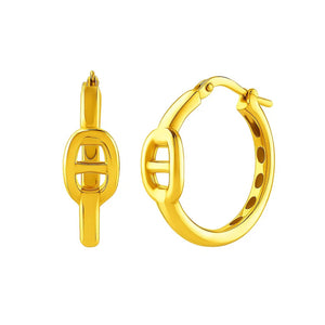 Puff Mariner Hoop Earrings in 14K Yellow Gold (21mmx20mm)