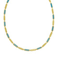 14K yellow gold necklace with rectangle turquoise links