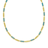 14K yellow gold necklace with rectangle turquoise links thumbnail 1
