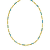 14K Yellow Gold Turquoise Rectangle Links Necklace (3.50 mm) thumbnail 2