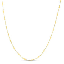 14K Yellow Gold Long Diamond Shape Station Mirror Chain Necklace