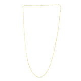 14K Yellow Gold Long Diamond Shape Station Mirror Chain Necklace thumbnail 2