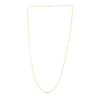 14K Yellow Gold Long Diamond Shape Station Mirror Chain Necklace