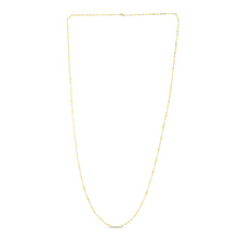 14K Yellow Gold Long Diamond Shape Station Mirror Chain Necklace