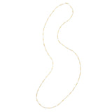 14K Yellow Gold Long Diamond Shape Station Mirror Chain Necklace thumbnail 3