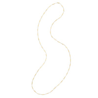 14K Yellow Gold Long Diamond Shape Station Mirror Chain Necklace