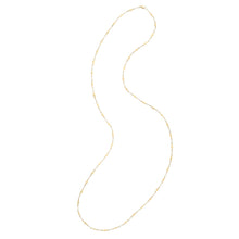 14K Yellow Gold Long Diamond Shape Station Mirror Chain Necklace
