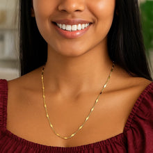 14K Yellow Gold Long Diamond Shape Station Mirror Chain Necklace