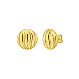 14K Yellow Gold Swirl Button Stud Earrings thumbnail 1